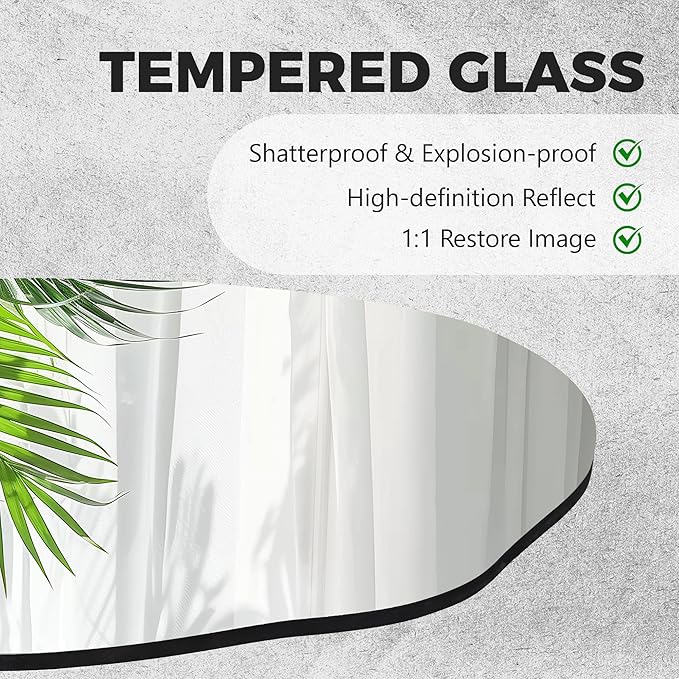 Tanmicoshomy 24x36 Inch Irregular Wall Mirrors for Bathroom, Asymmetrical Mirror with Tempered Glass for Bedroom, Living Room or Entryway Decorative Modern Wall Decor