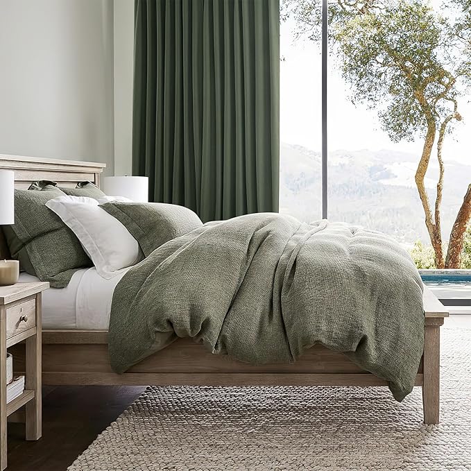 Dark Olive Green Bedroom Curtains 92 Inch Length 2 Panels Set Burg,Pinch Pleated Decorative Blackout Drapes Thermal Insulating Window Full Light Blocking Linen Blend Sunroom Pine (40"Wx92"Lx2 Loden)