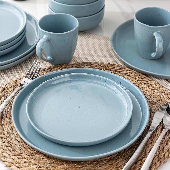 GBHOME Ceramic Dinnerware Sets for 6, 18pcs Stoneware Plates and Bowls Sets, Handmade Chip and Scratch Resistant Dishes Set, Dishwasher & Microwave Safe