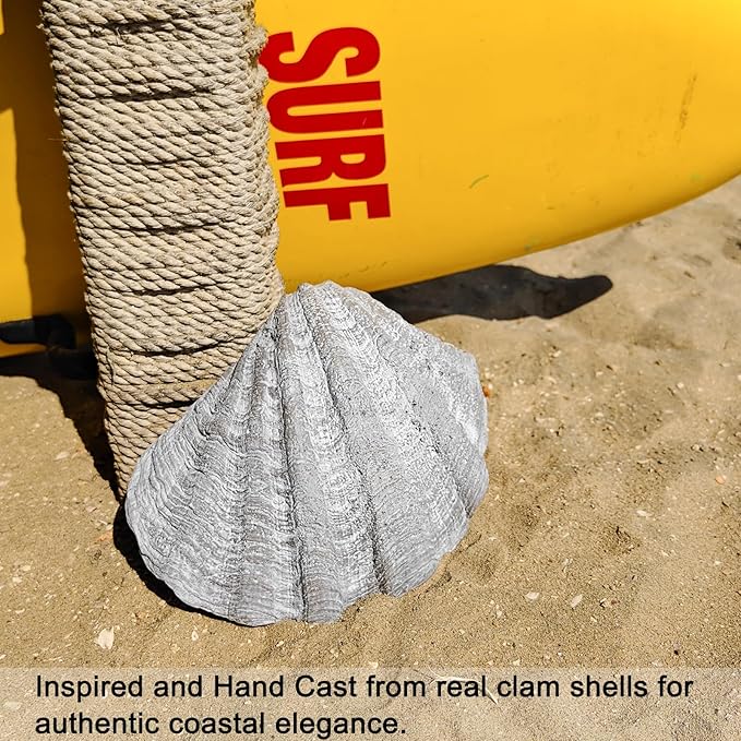 Medium Grey Scalloped Clam Shell Bowl Sea Shell Decor for Nautical Beach House,Coastal Decor Gift of Housewarming and Wedding Party