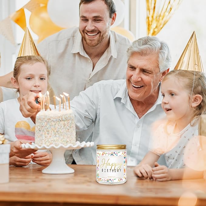 Happy Birthday Candle - Vanilla Cream Birthday Candle, Unique Birthday Gifts for Women - 7oz Scented Candle with Sprinkles, Birthday Gifts for Men/Best Friend