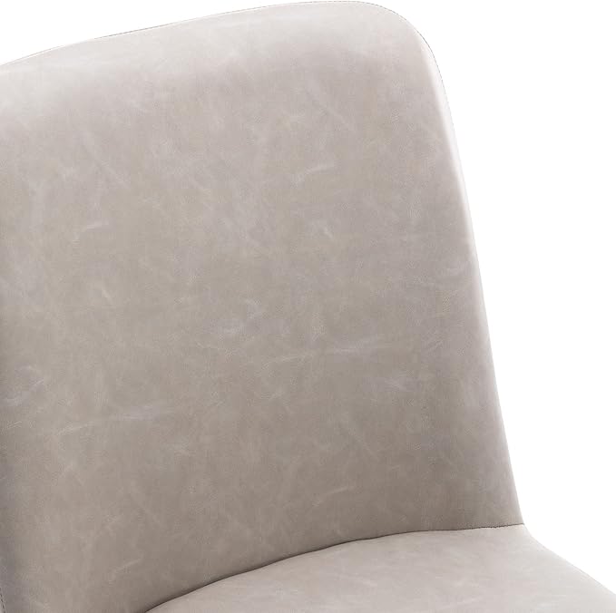 VESCASA Faux Leather Upholstered Dining Chairs with Back, Mid Century Modern Chairs with Black Metal Frame for Dining Room, Restaurant, Kitchen, Set of 2, Pebble Grey