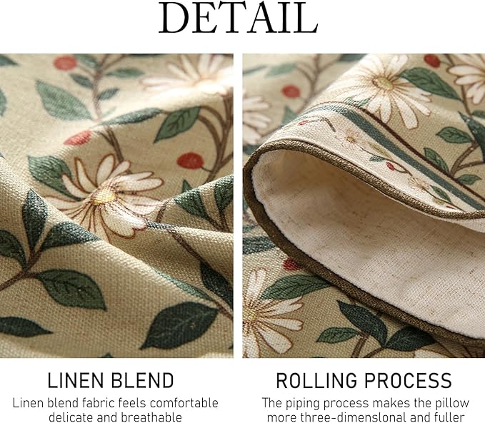 Designer Green Elegant Linen Table Runner 71 Inches Long,Flower and Leaves Pattern Wrinkle Resistant Table Runners for Dining Tables,Thanksgiving,Kitchen Tables,Christmas,12"*71"-Brune