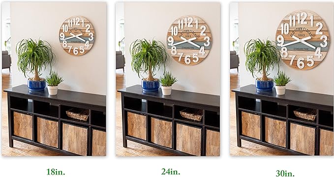 24" Wooden Multi-Color Maritime Coastal Beach Large Number Wall Clock (Blue, 24 inch)