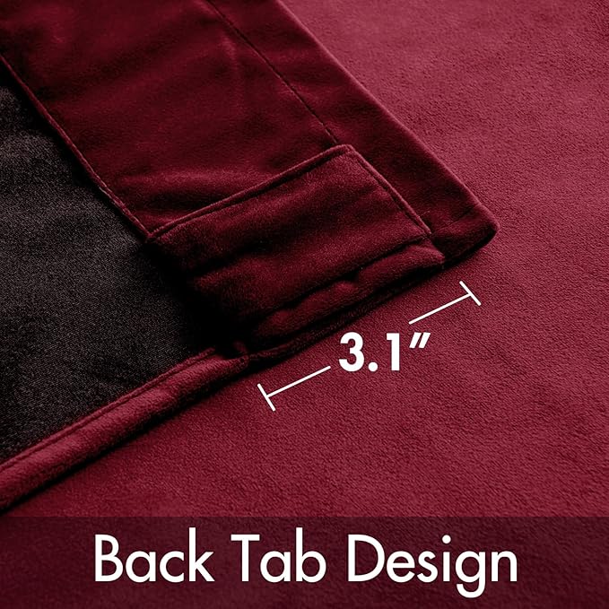 MIULEE Velvet Curtains 2 Panels Luxury Blackout Curtains for Bedroom Living Room Thermal Insulated Super Soft Christmas Window Drapes Rod Pocket & Back Tab, Burgundy Red, W52 x L72 inches