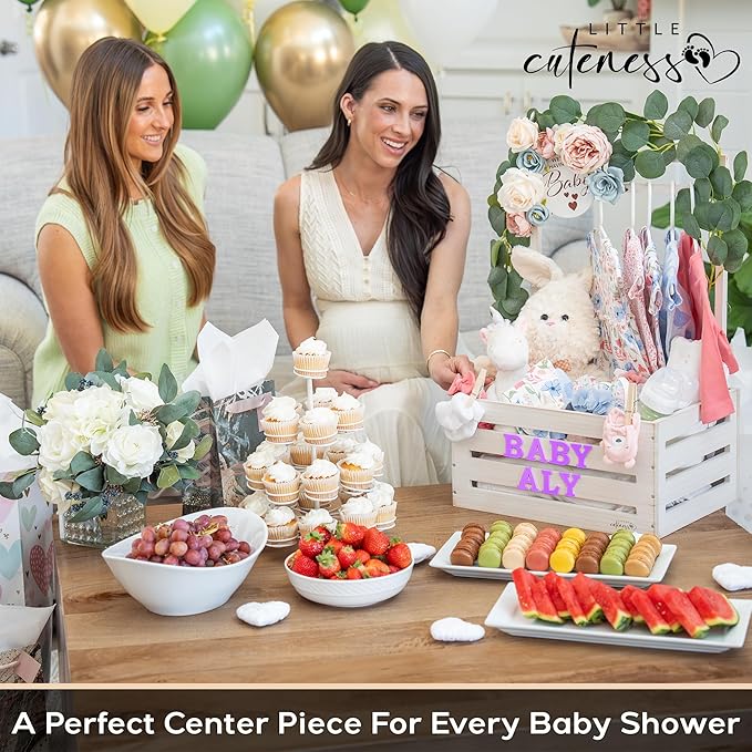 Wooden Crate Closet - Customizable Wooden Crate Box with Dual Rod System, Personalized Baby Basket Alphabet Letters, Easy Assembly Baby Baskets (Rustic White)