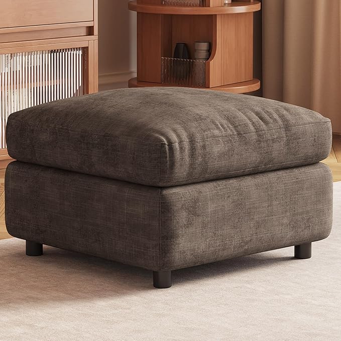 Brown Ottoman with Storage, Modular Footrest for Sofa Couch Sectional, Convertible Lounge Seat with Hidden Storage, Comfortable Sofa Accessory for Living Room Bedroom Apartment Spaces