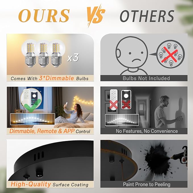 KoKo&Yukina 3 Light Globe Glass Pendant Light Modern Black Globe Chandelier Adjustable Length Pendant Light Fixtures Milky White Glass Ceiling Light for Foyer Hallway