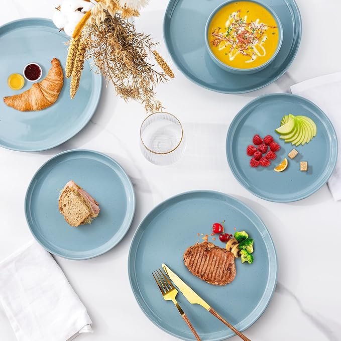 GBHOME Ceramic Dinnerware Set for 4, 12pcs Stoneware Plates and Bowls Sets, Handmade Chip and Scratch Resistant Dishes Set, Dishwasher & Microwave Safe