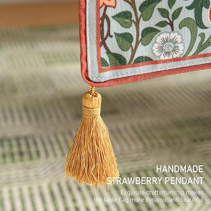 ISAENNE Designer French Green Elegant Linen Table Runner 118 Inches Extra Long,Colorful Flower Pattern Soft Table Runners for Dining Tables,Thanksgiving,Kitchen Tables,Christmas,12"*118"-Naples B