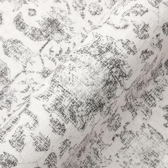 Gray Area Rug 5x8 Machine Washable Vintage Living Room Distressed Non Slip Carpet Traditional Indoor Bedroom Grey Retro Floral Accent Throw Large Rug for Office Kitchen Bathroom Dining Room