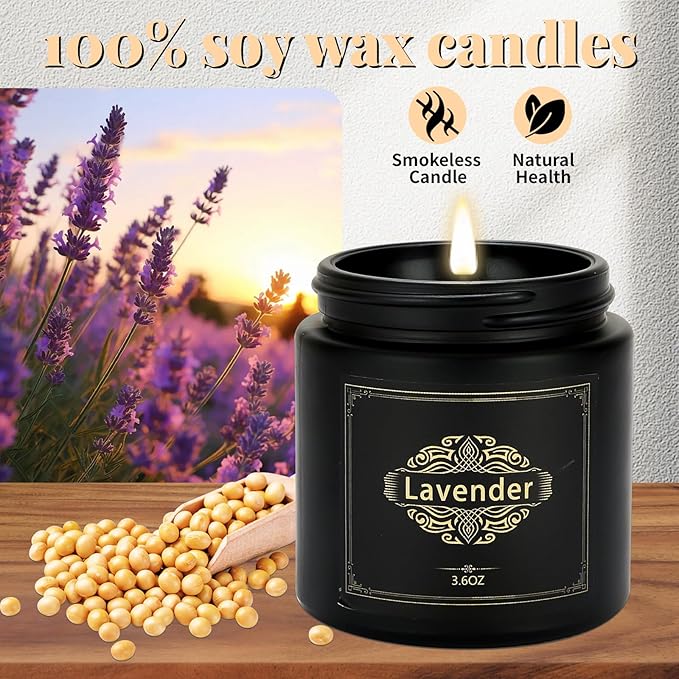 Scented Candles Gift Sets for Men, 6 Pack Soy Candles for Home Scented, Dad Gifts for Fathers Day, Boyfriend, Men Candles Sets Scents of Lavender/Oak/Sandalwood/SmokedVanilla/Leather/Freesia