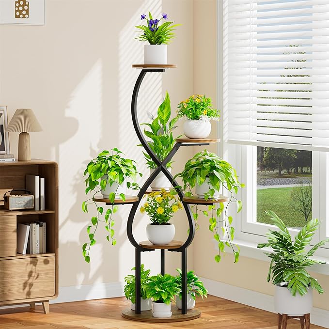 Plant Stand Indoor with Grow Lights, 5 Tiered 48" Tall Plant Shelf Indoor, Metal Indoor Plant Stand for Multiple Plants, Corner Flower Plant Holder Display Rack for Patio, Garden Decor