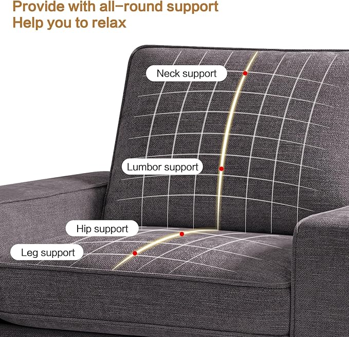 Swivel Accent Chair for Living Room Comfy Single Sofa Chair Soft&Breathable Padding with Extra Wide Armrests Washable Detachable Cover (Dark Gray)