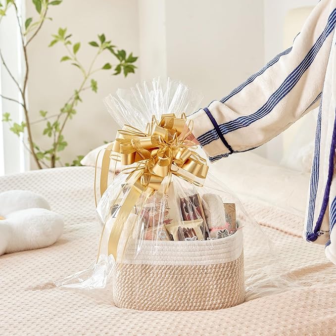 Small Cotton Rope Basket – Storage Bin for Organizing (10.6" x 6.7" x 6.7"), Bathroom Storage Basket for Shelf, Counter & Closet（Camel & Mixed Black）