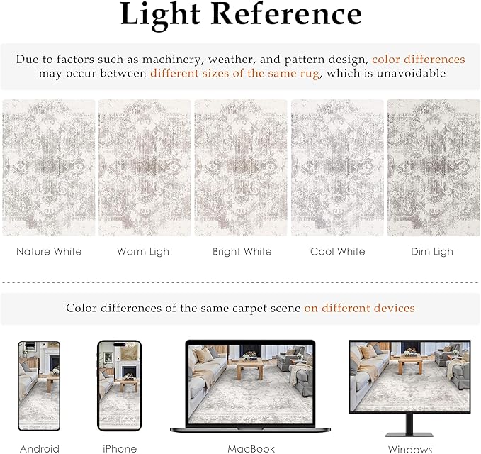 Runner Rug 3x8 Washable Light Gray Hallway Runner Vintage Boho Medallion Non Slip Grey Distressed Retro Carpet Indoor Low Pile Long Soft Rug for Kitchen Entryway Bedroom Bathroom Laundry