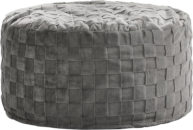 Hobestluk Bean Bag Chairs Beanbag Chair with Filler Adult Bean Bags with Fluffy Plaid Cover, Giant Bean Bag Chairs for Adults for Living Room, Bedroom (Grey, 3FT - 36” x 36” x 22”)