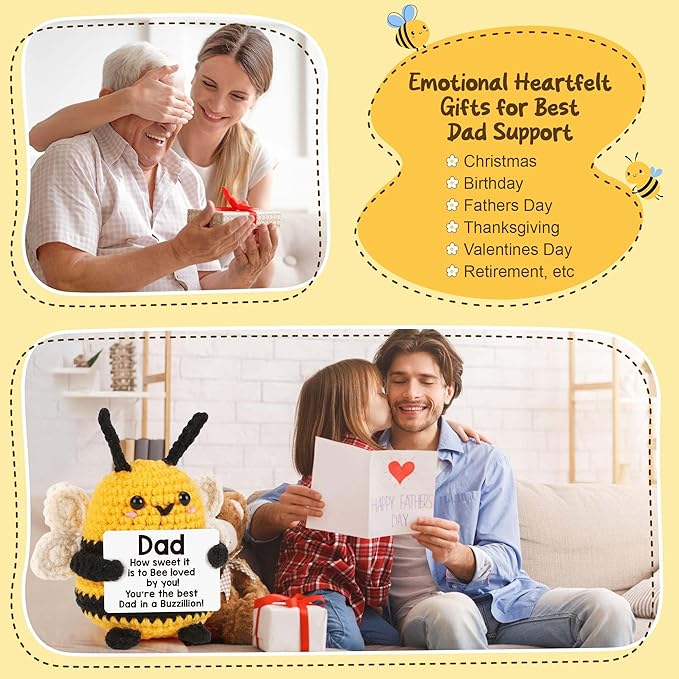 LEJIAJINW Christmas Father Gifts for Dads, Best Dad Christmas, from Daughter or Son, Funny Stocking Stuffers for Men Father Husband Daddy Birthday Gift, Cute Mini Handmade Bee