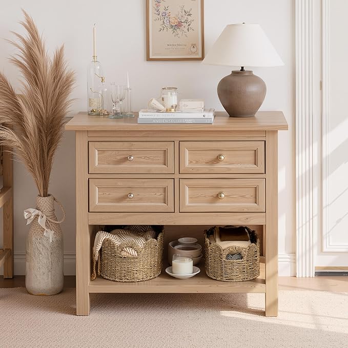 StorageWorks Scalloped Wicker Basket, Hand-woven Rattan Baskets with Built-in Handles, Seagrass Basket for Organizing and Decor, 2 Pack