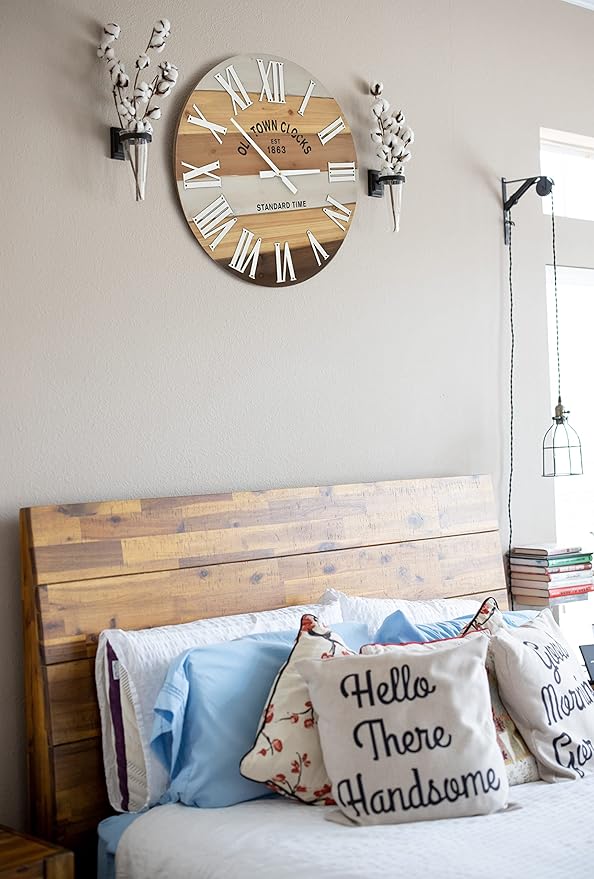 30" Wooden Multi-Color Rustic Farmhouse Wall Clock (Wood, 30 inch)