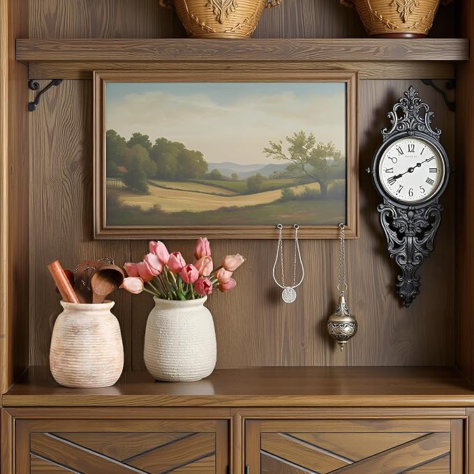 Ceramic Flowers Rustic Vase, Neutral Pottery Farmhouse Vases Home Decor, 7.48" Terracotta Pampas Decorative Vase for Table Entryway Mantel Bookshelf Bedroon Bathroom Living Room