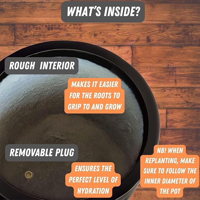 Fox & Fern 14.6 Inch Extra Large Planter — Premium Lightweight Fiberstone Matte Black Plant Pot with Drainage Plug; Big Planter for Indoor & Outdoor Use; Weather Resistant & UV Resistant