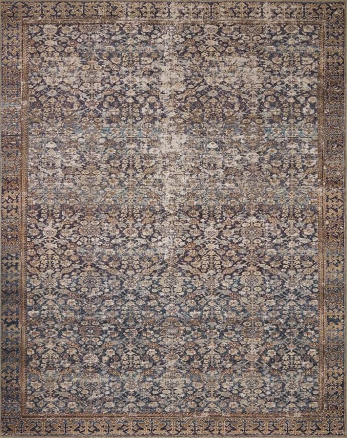 Loloi Amber Lewis Georgie Collection GER-05 Denim/Spice 3'-9" x 5'-6", .19" Pile Height, Accent Rug