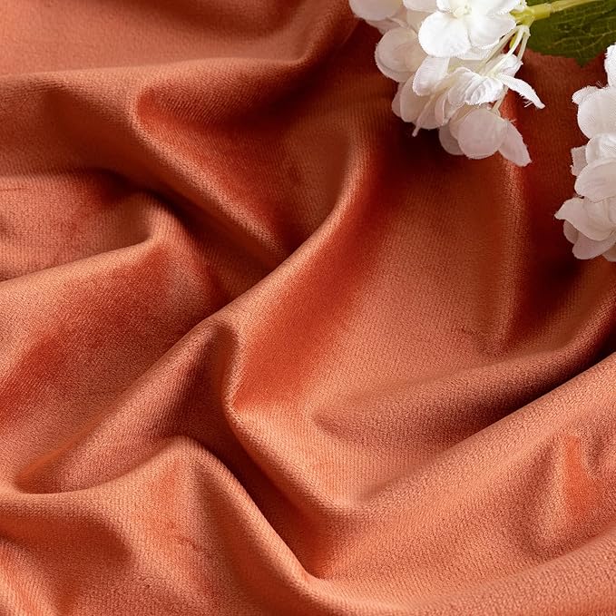 MIULEE Fall Burnt Orange Velvet Curtains 84 Inches Long 2 Panels - Back Tab and Pleated Luxury Window Curtains for Bedroom Living Room Blackout Thermal Insulated Soft Drapes Terracotta Rust Decor