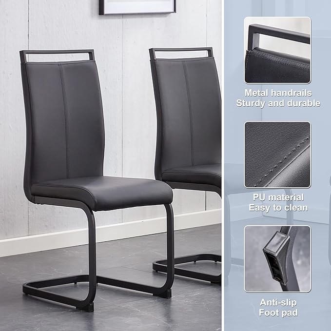 Glass Dining Table Set for 6,7 Piece Dining Table Set, Tempered Glass Table Top and Modern Design MDF Base with 6 PU Leather Ergonomic Dining Chairs