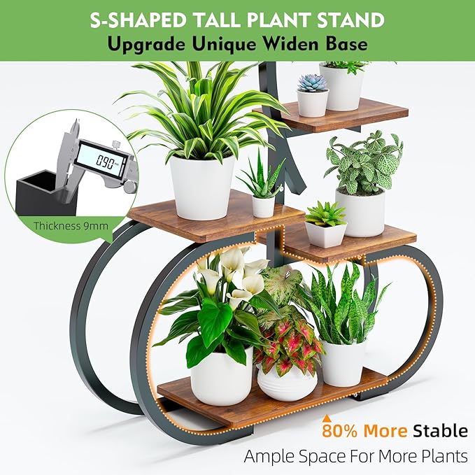 Acnusik Plant Stand Indoor with Grow Lights, 63" Tall Lighted Indoor Plant Shelf for Multiple Plants, 7-Tier Metal Plant Rack Corner Indoor Flower Stand Display for Living Room, Home, Patio, Balcony