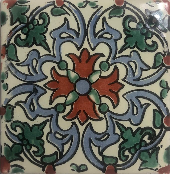 Ceramic Talavera Mexican Tile 4x4", 9 Pieces (NOT Stickers) A1 Export Quality! - EX414