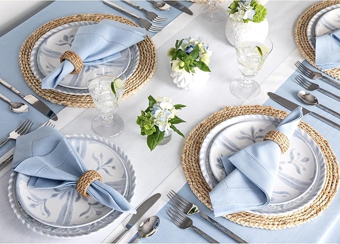 Solino Home Linen White Table Runner 144 Inches Long - 100% Pure Linen Extra Long Table Runner 14 x 144 Inch for Fall, Autumn, Halloween, Thanksgiving, Christmas, Holiday - Classic Hemstitch