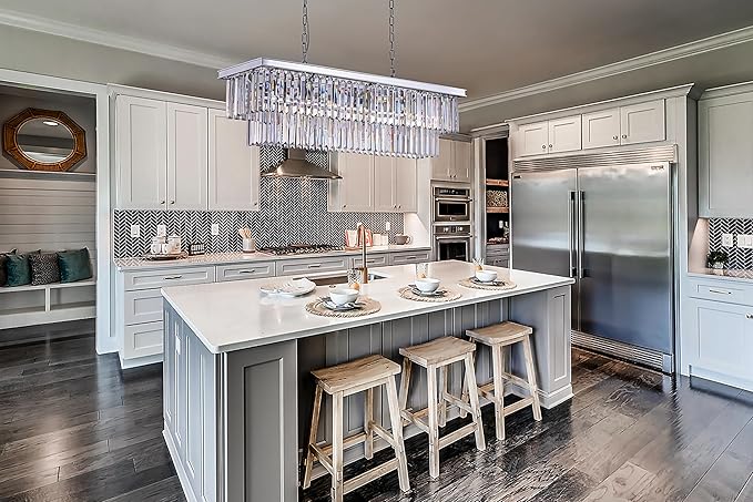 Wellmet 9-Light Crystal Chandelier 34.5 inch, Contemporary Modern Chandeliers Adjustable for Living Room, Dining Room, Pool Table Light, Kitchen Island Lighting (Chrome, 40 inches)