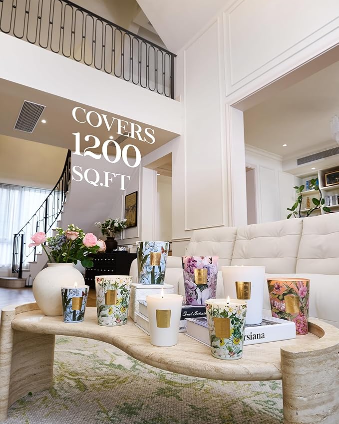 M&SENSE Citrus Water Flower Scented Candles, Soy Natural Wax Candles 14.1oz 60H Burn Time Long Lasting, Natural Aromatherapy Calm Stress Relief, Home Fragrance Housewarming Gifts