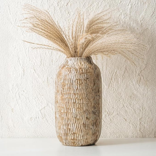 Ceramic Rustic Vase, 9.7 Inch Farmhouse Terracotta Vases for Home Decor, Large Pottery Vase Tall Decorative Flower Vases for Living Room Entryway Table Centerpieces Shelf Decorations