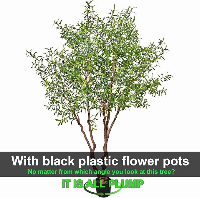 Fake Tree Faux Olive Tree Artificial Olive Trees 8 Feet Plus Branch Realistic Potted Silk Indoor Large Fruit for Home Offices, Living Rooms, Bedrooms, Stairs and Foyer Decor
