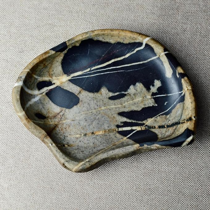 Handmade Decorative Bowl - Natural River Stone Pebble Artisan Crafted Serving Dish | 4-6 Inch Unique Decorative Tray for Home Centerpiece, Jewelry Holder (Brown)