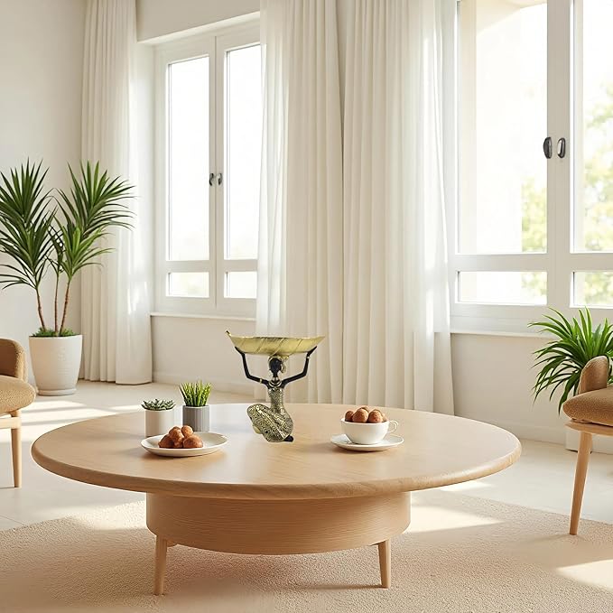 African Woman Resin Statue Holding Leaf Bowl – Golden Tribal Kneeling Figurine for Jewelry Tray, Snack Holder, Home Shelf Decor