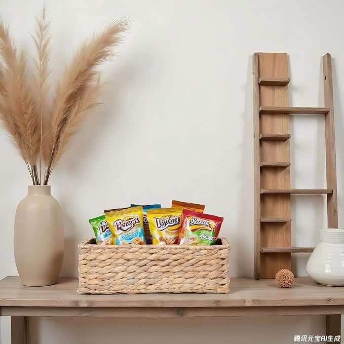 Large Water Hyacinth Storage Basket - 36x26x11 Rectangular Wicker Basket with Handles for Shelves, Home Organizing, Gifts | Natural Woven Decorative for Pantry, Books & Decor