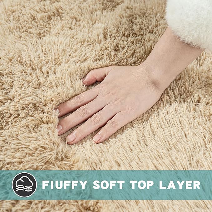 6x9 Area Rugs for Living Room, Fluffy Shaggy Rug Soft Carpets, Rugs for Bedroom Nursery Kids Room Dorm Home Decor Aesthetic, Light Tan
