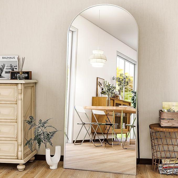 HARRITPURE 56"x21"Full Length Mirror Arch Floor Mirrors with Aluminum Alloy Frame Free-Standing Wall Mounted or Leaning Large Bedroom Dressing Mirror Modern & Contemporary Decor for Home,Silver
