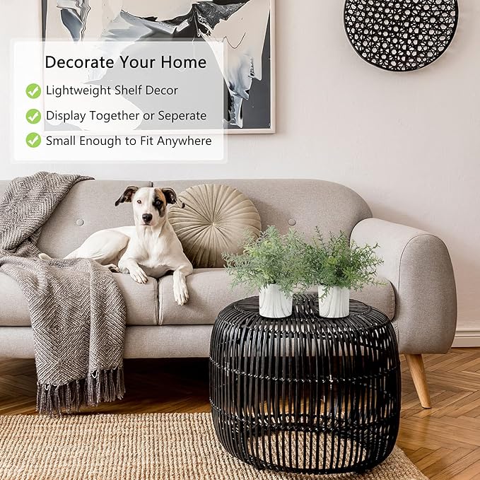 Hollyone Faux Plants Indoor Artificial Mini Potted Plants Plastic Green Plant Small Fake Plants Eucalyptus Decor in Pots for Home Table Room Bathroom Decor