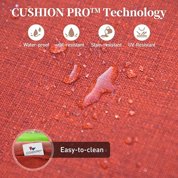 6 Piece Metal Outdoor Patio Furniture Set, Patio Conversation Sets 1 3-Seater Sofa, 2 Swivel Chair, 2 Leg Chair with 5.75" Thick Cushion and Coffee Table, Backyard Furniture Set, Red