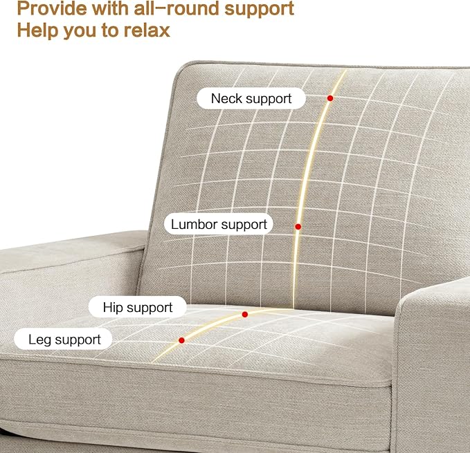 Swivel Accent Chair for Living Room Comfy Single Sofa Chair Soft&Breathable Padding with Extra Wide Armrests Washable Detachable Cover (Beige)