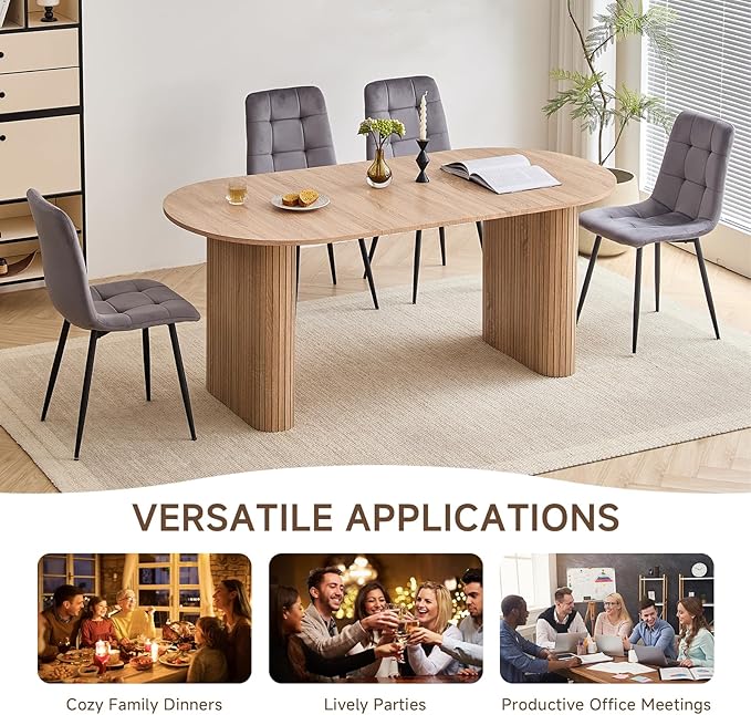 5-Piece Dining Table Set for 4 6 People with Heavy Duty Legs, Dining Room Table Chairs Set for Living Room, Kitchen, Apartment