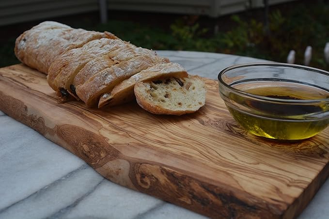Live Edge Olive Wood Cutting Board 16"l X 6.75"w X 0.75"th Rustic Large Wooden Charcuterie Board - Handmade Bread & Cheese Board - Long Wood Charcuterie Boards - Natural Wood Cutting Board For Kitchen
