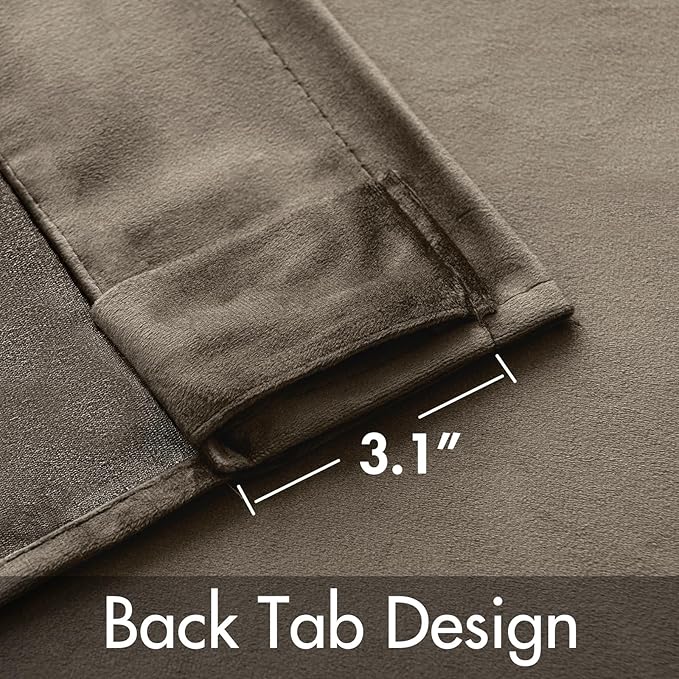 MIULEE Taupe Velvet Curtains 96 inches - Luxury Blackout Curtains for Bedroom Living Room Thermal Insulated Super Soft Window Drapes Rod Pocket & Back Tab, W52 x L96 inches, 2 Panels