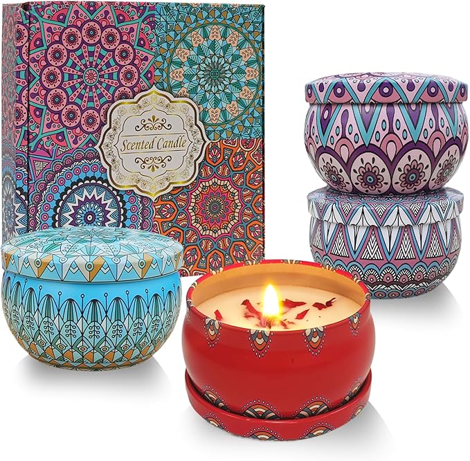Candle,Scented Candles Gift Set, 4 Pack Aromatherapy Candle, Stress Relief Gifts for Women, Candles for Home Scented, Ideal for Birthday, Christmas, Thanksgiving, Mother's Day