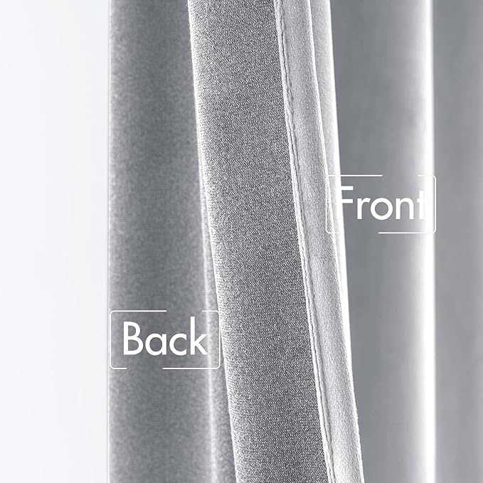 MIULEE Greyish White Velvet Curtains 2 Panels Luxury Blackout Curtains for Bedroom Living Room Thermal Insulated Super Soft Window Drapes Rod Pocket & Back Tab, W52 x L72 inches
