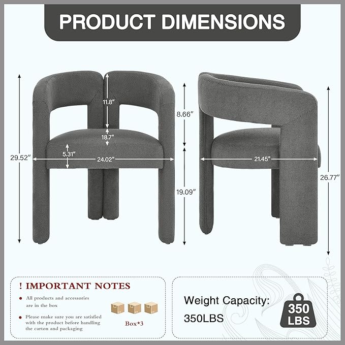 Modern Barrel Dining Chairs Set of 3, Upholstered Linen Dining Room Chair with Wooden Legs, Accent Chairs for Kitchen/Dining Room/Living Room, Black